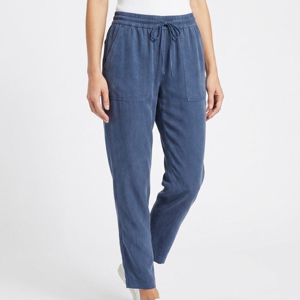 Theory 100% Silk Blue Tapered Casual Pants Women Size 2